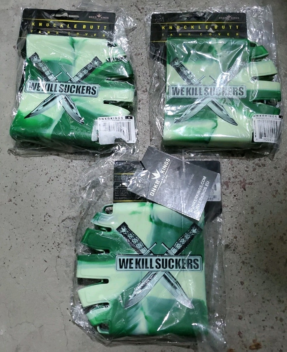 Lot of 3 Bunker Kings Paintball Knuckle Butt 4500psi HPA  Covers WKS Knife Camo