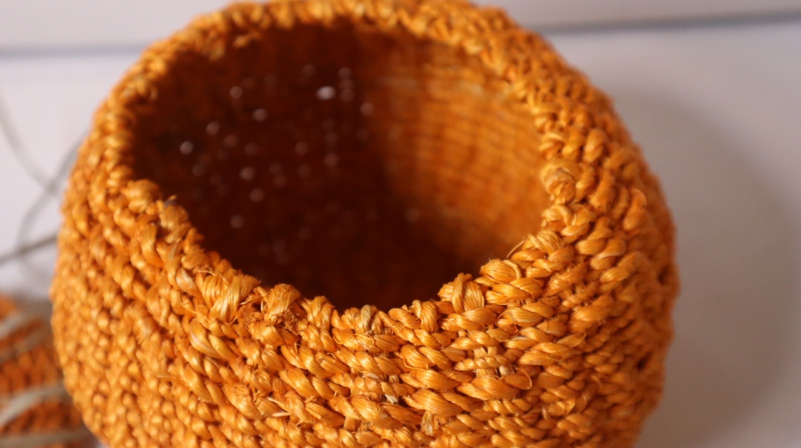 Woven Pumpkin Basket with Lid Fall Thanksgiving Decor Orange