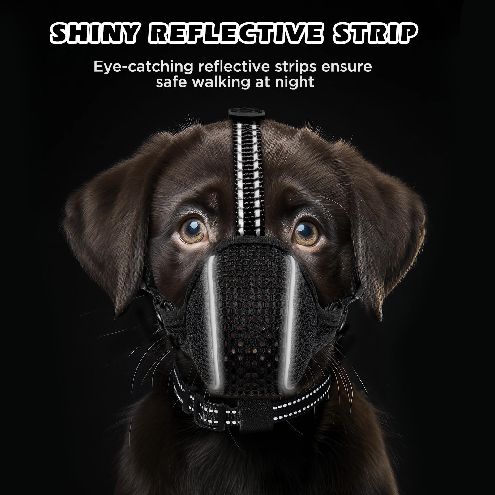 Dog Muzzle,Soft Nylon Muzzles Anti Biting Barking Chewing,Breathable Reflecti...
