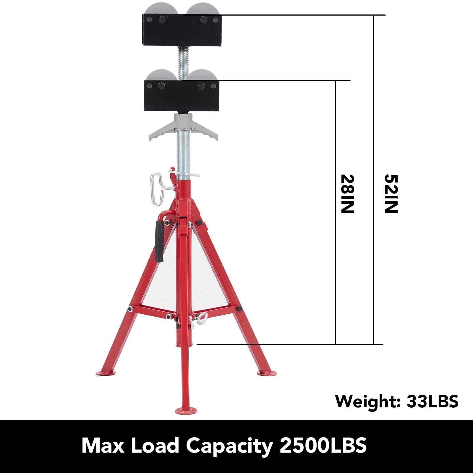 ✨Portable Folding Pipe Jack Stand with Roller 28–52" Adjustable Height 2500 lbs