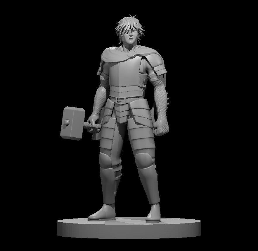 Human Male Fighter Heavy Armor Dragonborn Arms 28mm Scale DND D&D Tabletop Mini