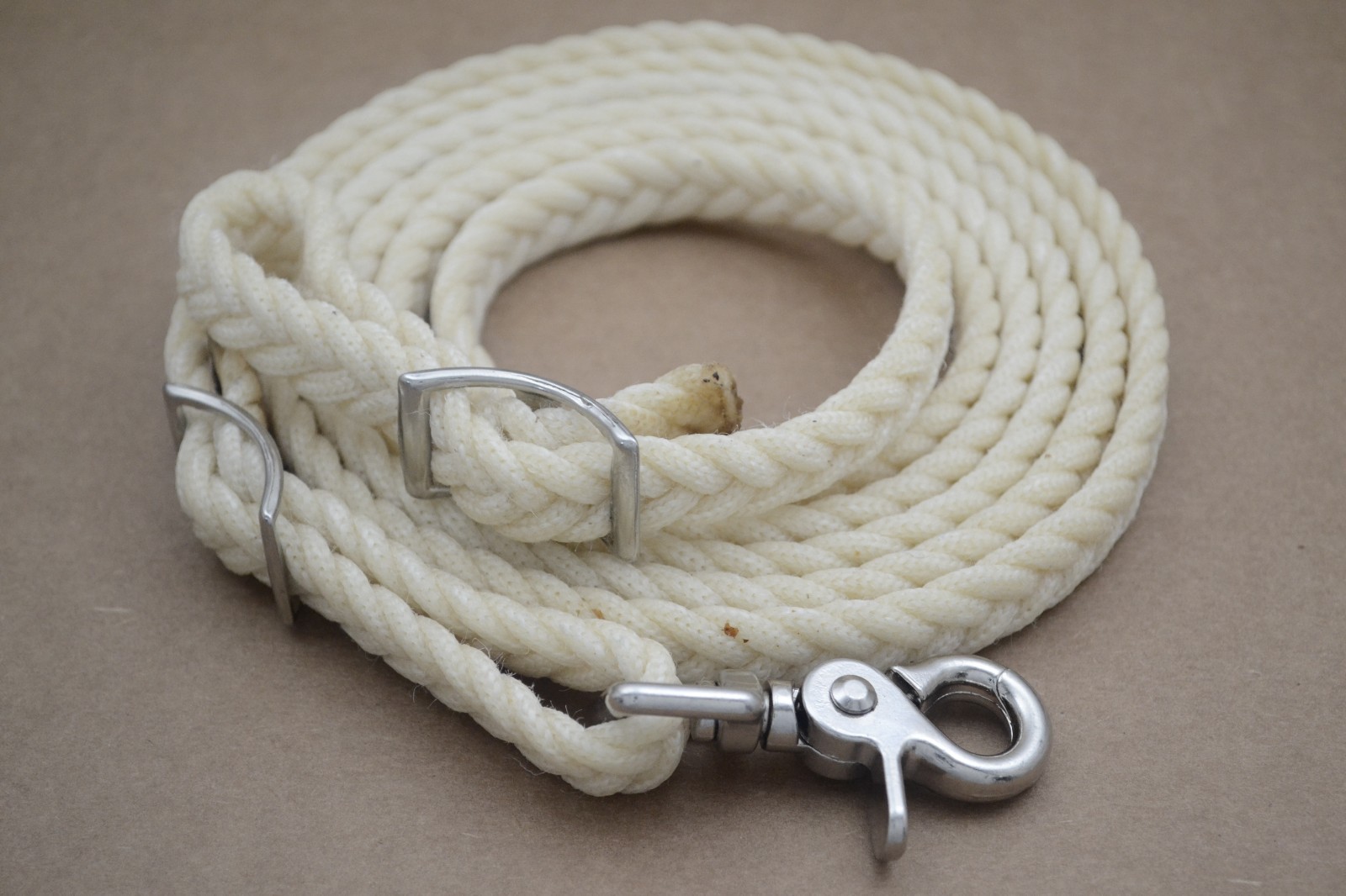 Rein - Waxed Roping - 5/8" x 8' - Braided Nylon - Nickel Plated Hardware (F344)