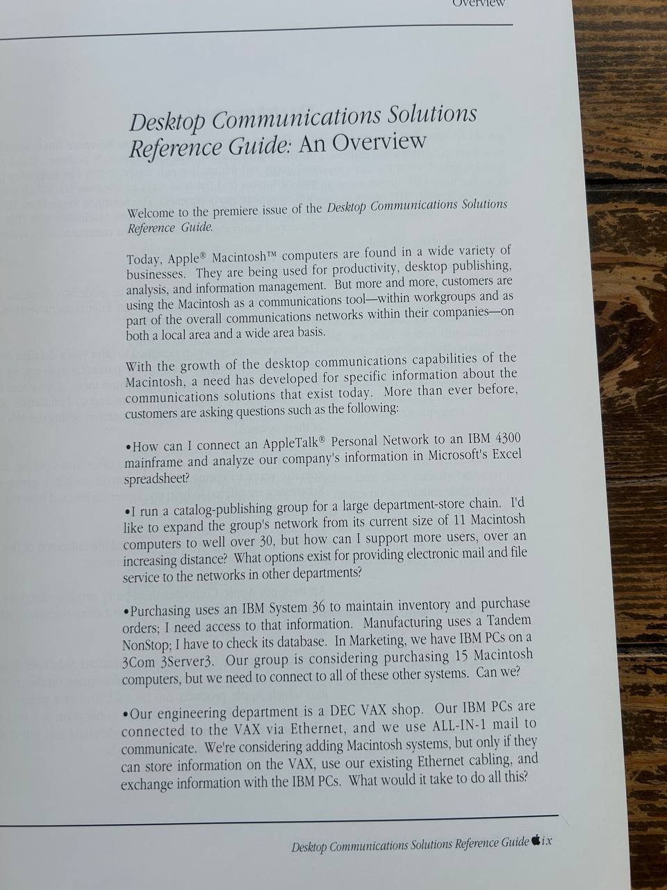 Apple Desktop Communications Solutions Reference Guide 1987 Vintage Book