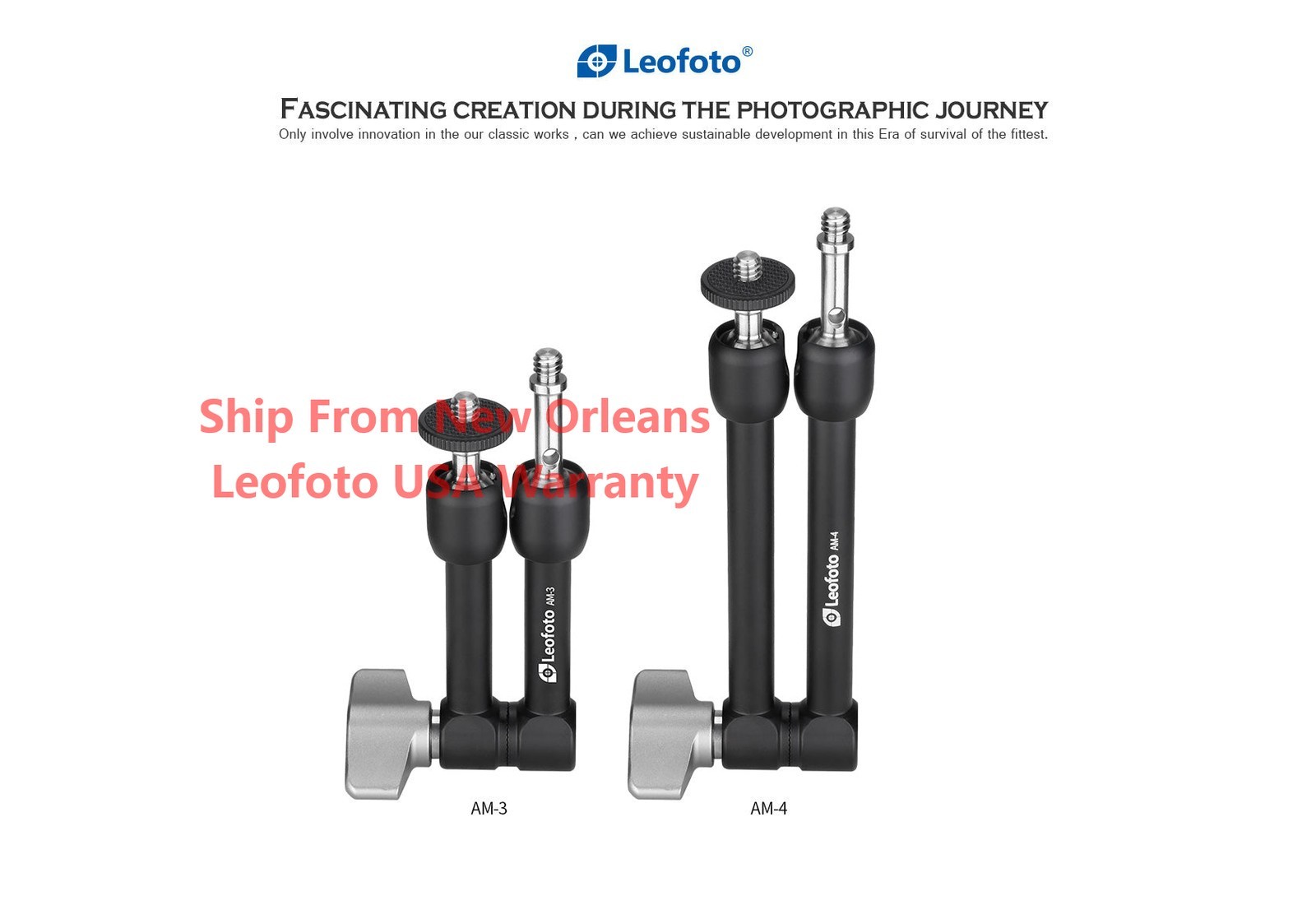 Leofoto AM-3 / AM-4 Kit Versa Magic Arm Anti-Twist Adapter 3/8th Mounting Screws