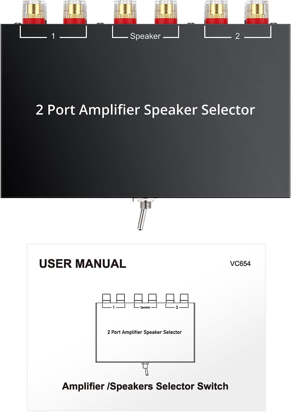 Plug and Play 2-Way Speaker Switcher Box – Connect Multiple Audio Sources Easily