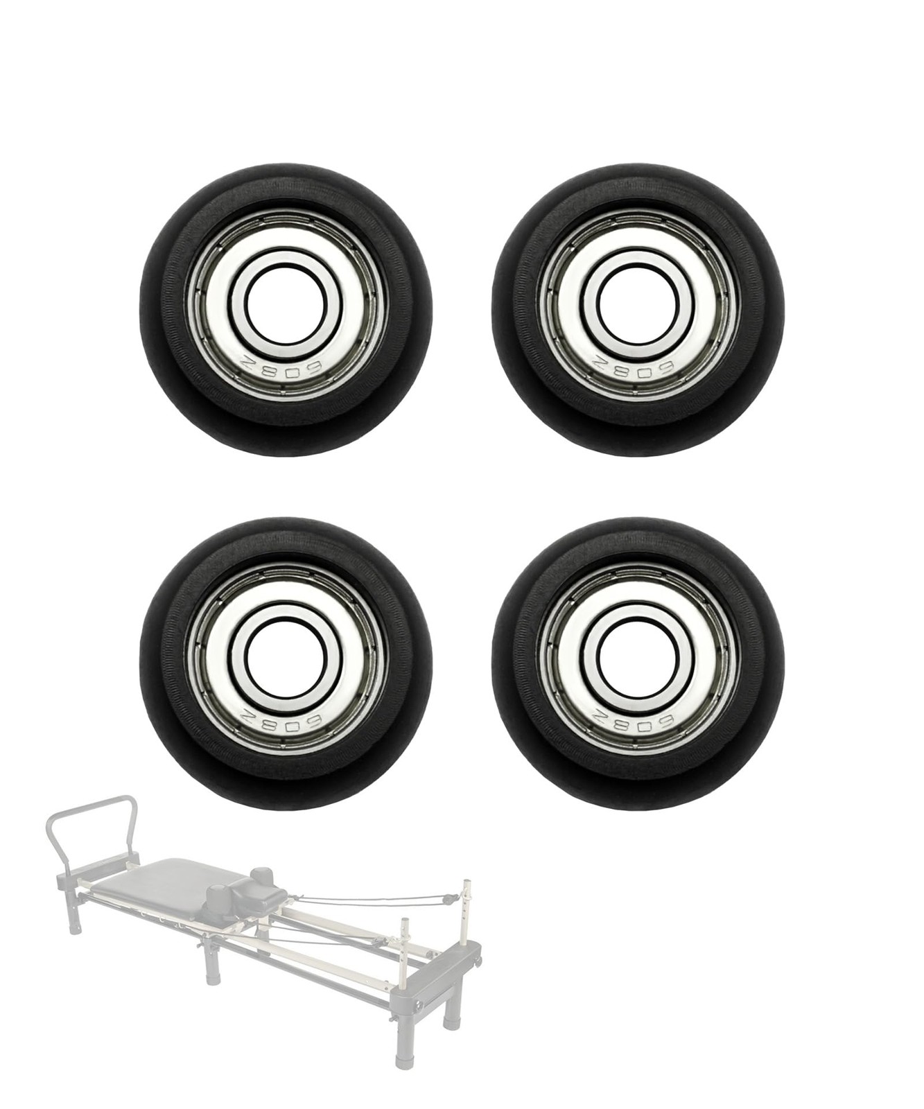 4 Pcs Roller Wheels Fits for Aero Pilates Reformer Machines (Black)