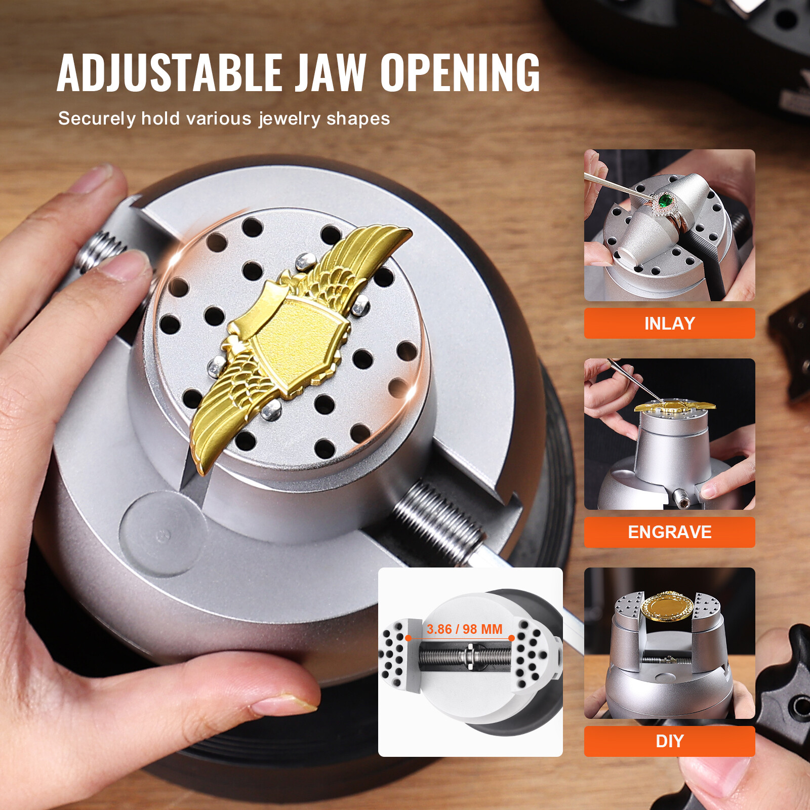 Ball Vise 5" Engraving Setting Tool 360° Rotation Engraving Block Vise