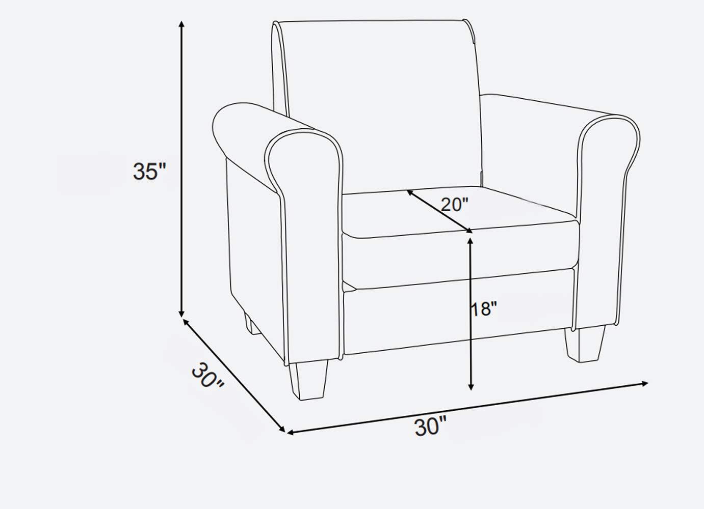 Upholstered Accent Arm Chair Faux Leather Single Sofa for Living Room