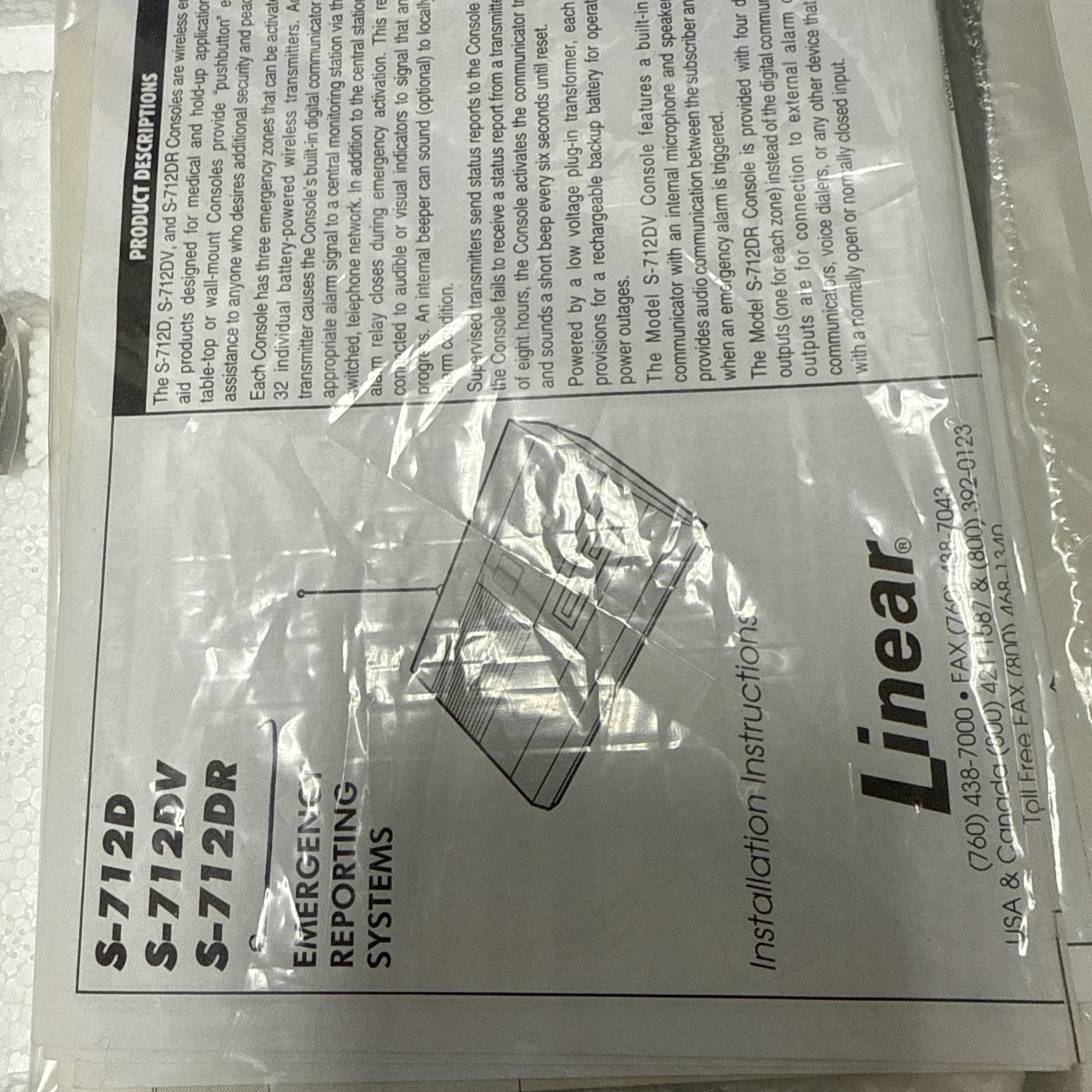 Linear s-712dr emergency reporting system