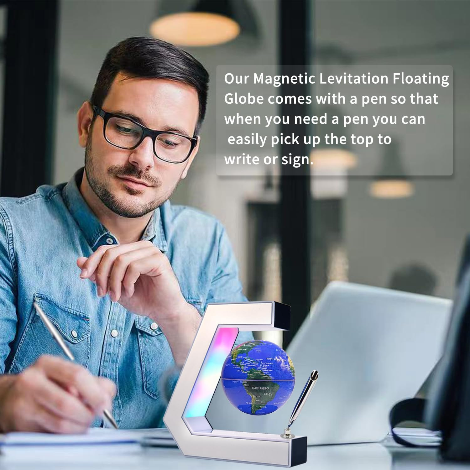 Flagest Magnetic Levitation Globe with LED Lights & Touch Control and Pen, Float