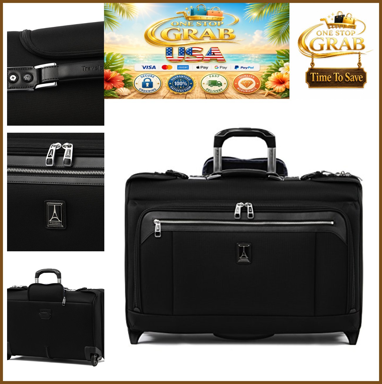 Rolling Garment Bag 2 Wheel Carry On 22 Inch Nylon Suit Dresses Wrinkle Free