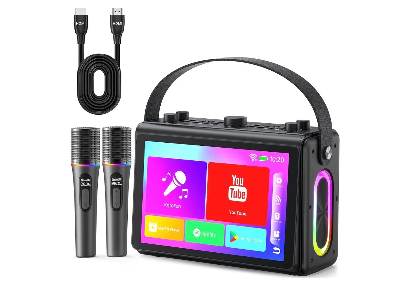 Portable Karaoke System Built-in 10.1" HD Lyrics Screen Bluetooth HDMI USB NIB