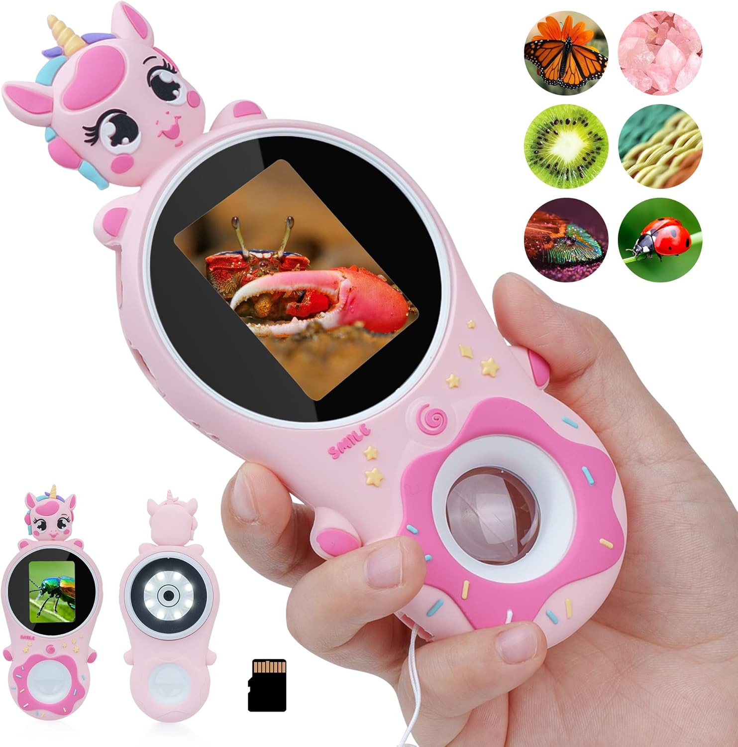 Unicorn Microscope for Kids – Portable Digital Magnifier with Photo & Video, ...