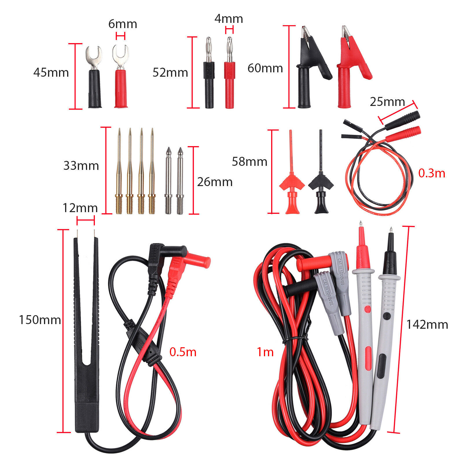 21 Pcs Electrical Multimeter Test Leads Kit Voltmeter Tester Leads Set For Fluke