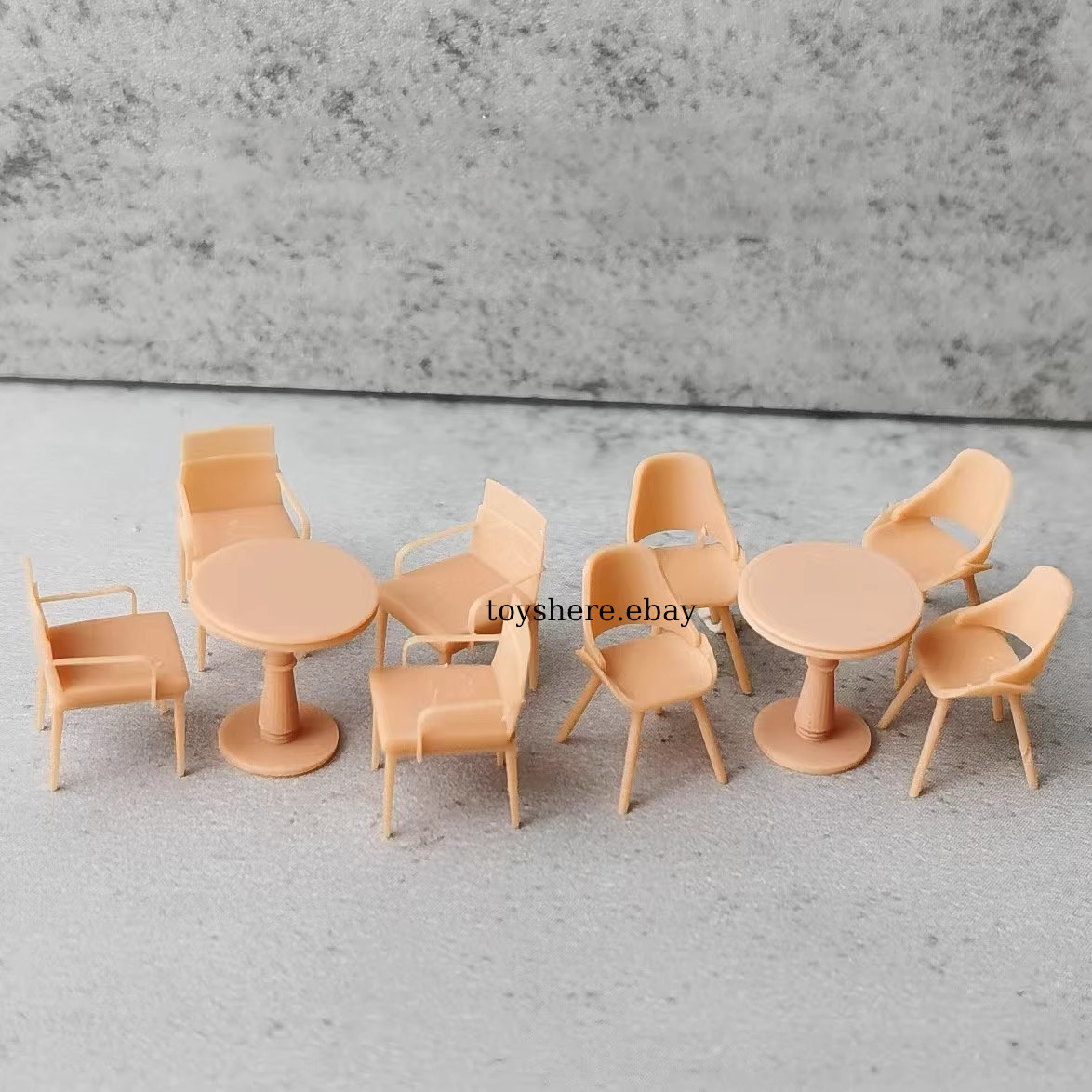 Diorama 1/43 1/64 unpainted round table chair outdoor Scene model
