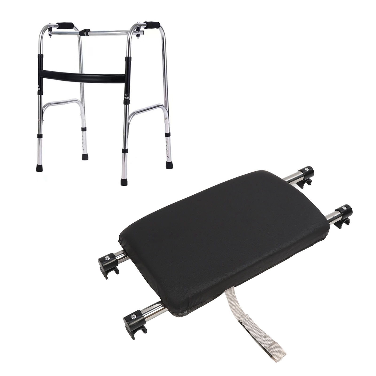 Walker Rest Seat Extra Wide Padded Cushion Foldable Design For 4 Legged Elderly