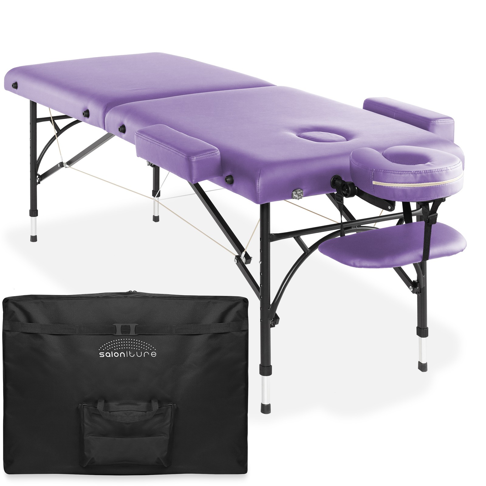 OPEN BOX - Portable Massage Table-Tilt Backrest, Aluminum Legs & Case - Lavender