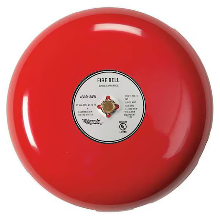 Edwards Signaling 439D-10Aw-R Fire Bell, Red, 10 In., 20 To 24V