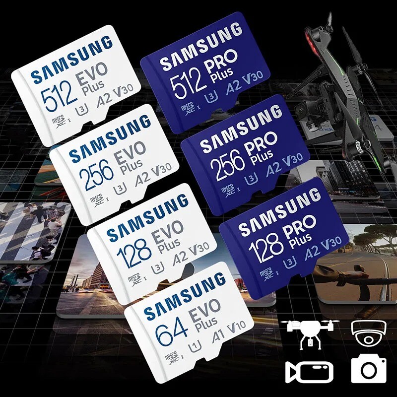 New Samsung EVO/PRO V30 4K U3 A2 512GB MicroSDXC Flash Memory Card With Adapter