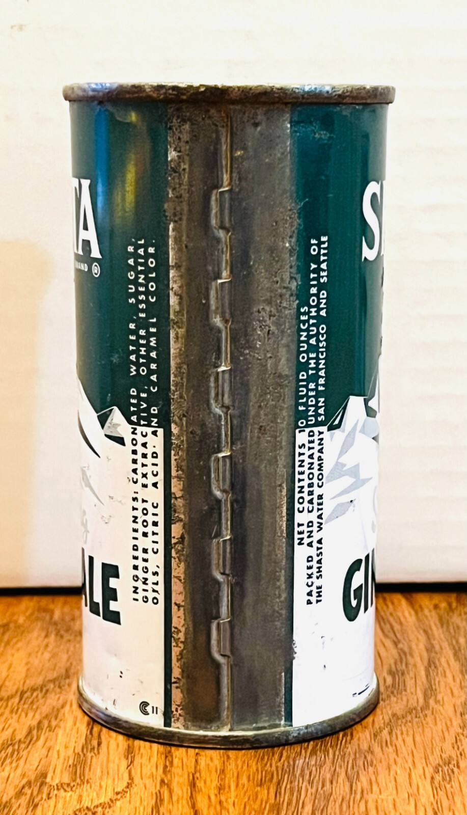 *Tough Variation* 10 oz. Shasta Ginger Ale Flat Top Soda Can-Pre-Zip Code (1960)
