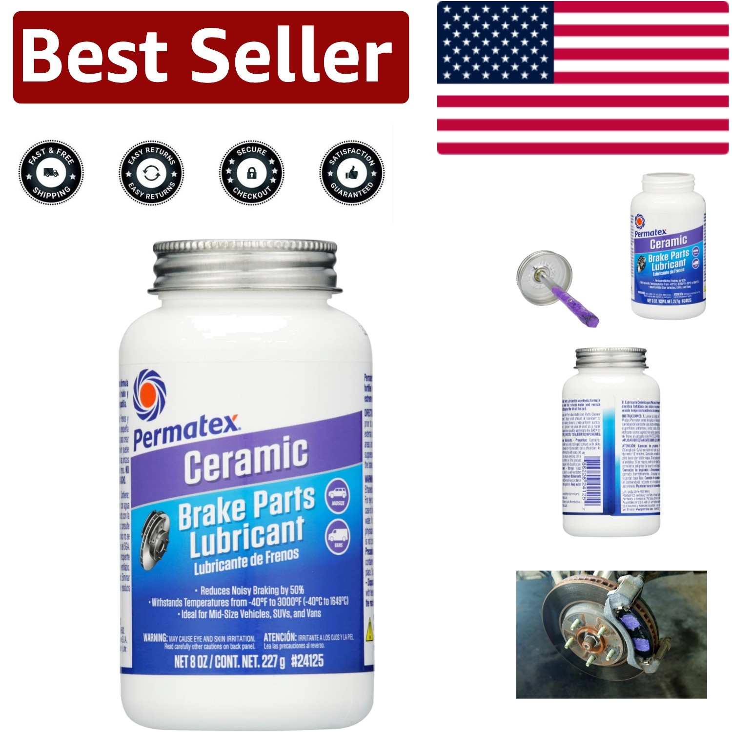 8 oz Ceramic Extreme Brake Parts Lubricant - 100% Synthetic Performance