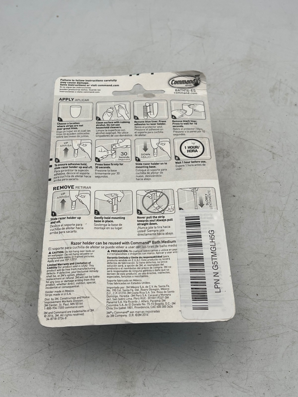 3M Command Razor Holder Bath White Adhesive Water Resistant Strips BATH16-ES