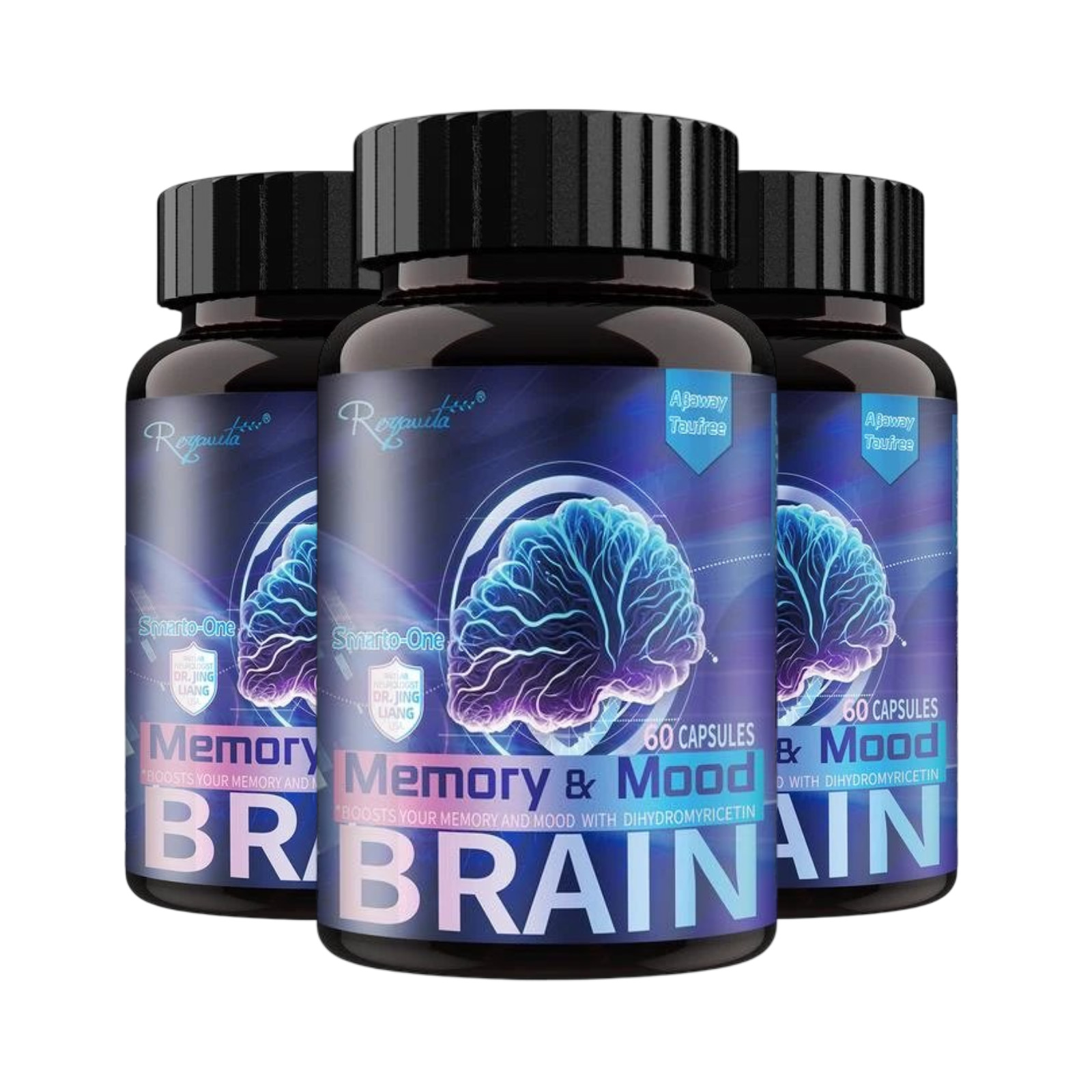 3-Pack Royavita Memory & Mood Capsules - Brain and Memory Capsules -180 Capsules