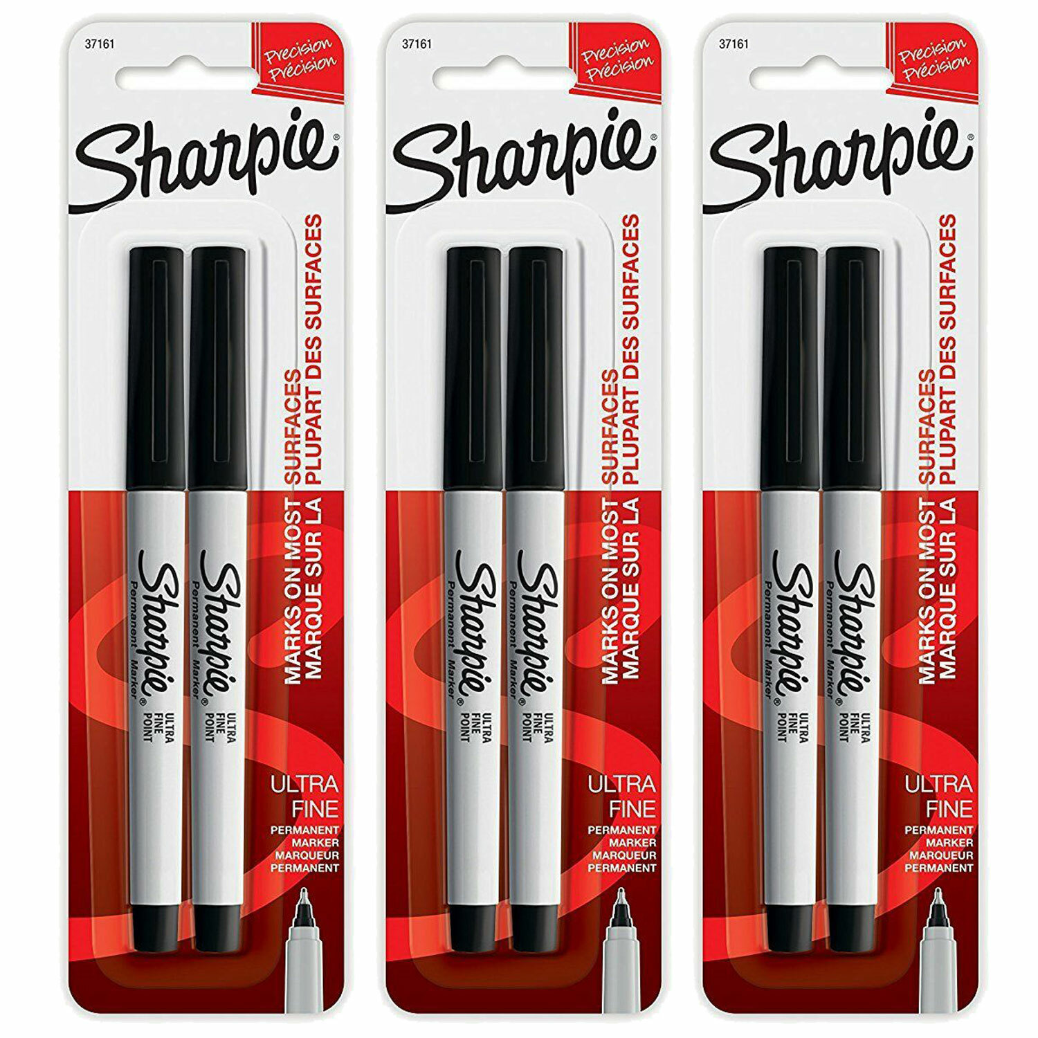 (3 Pack) NEW Sharpie Ultra Fine Point Permanent Markers, 2 Black Markers
