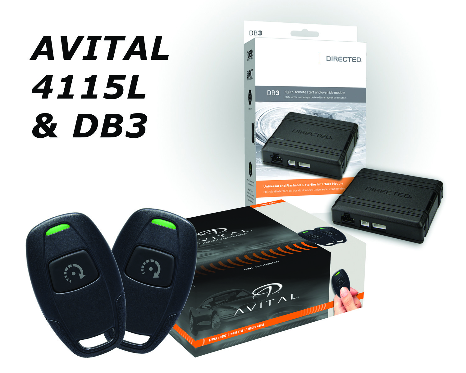 Avital 4115L 1-Button Remote Start & DB3 Bypass  (2) 1-Button Remotes D2D NEW