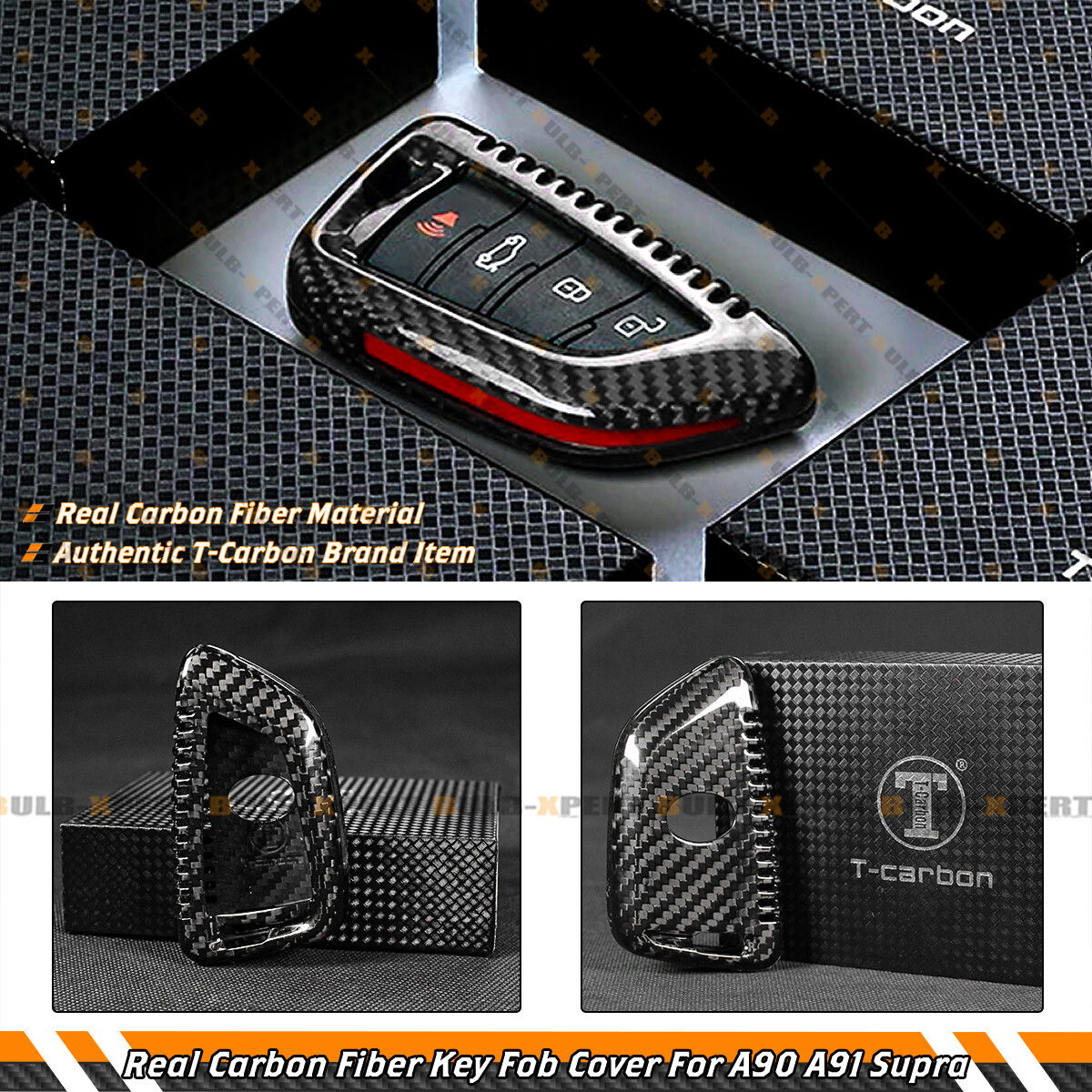 REAL CARBON FIBER KEY FOB CASE COVER FOR 2020-2026 TOYOTA GR SUPRA A90 A91 MK5