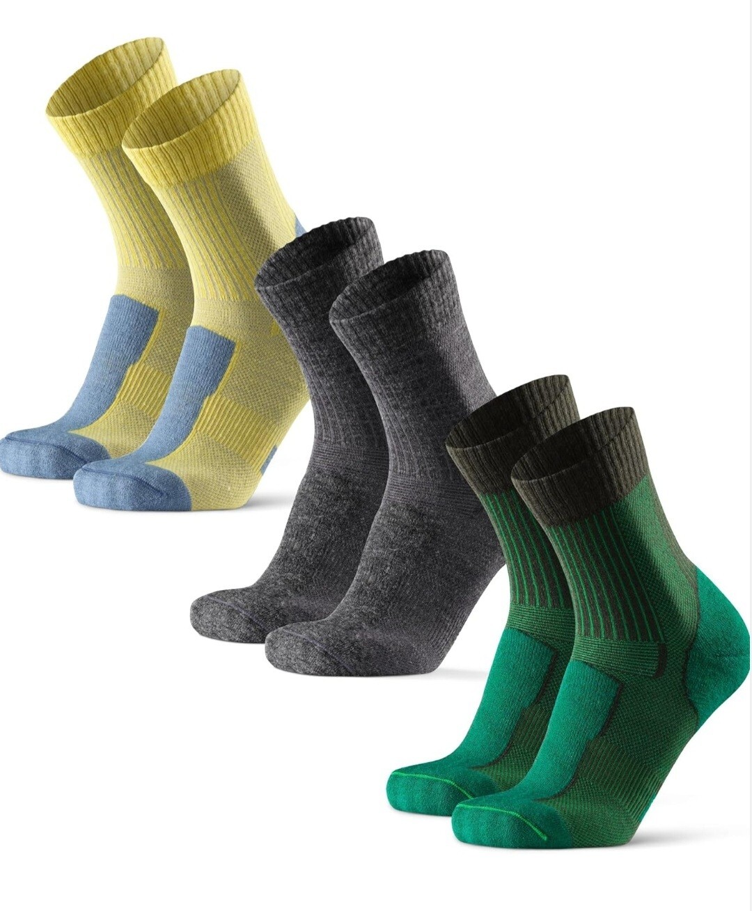 Merino Wool Light Hiking Socks- Danish Endurance 3 Pack Unisex 3 colors MSRP $48