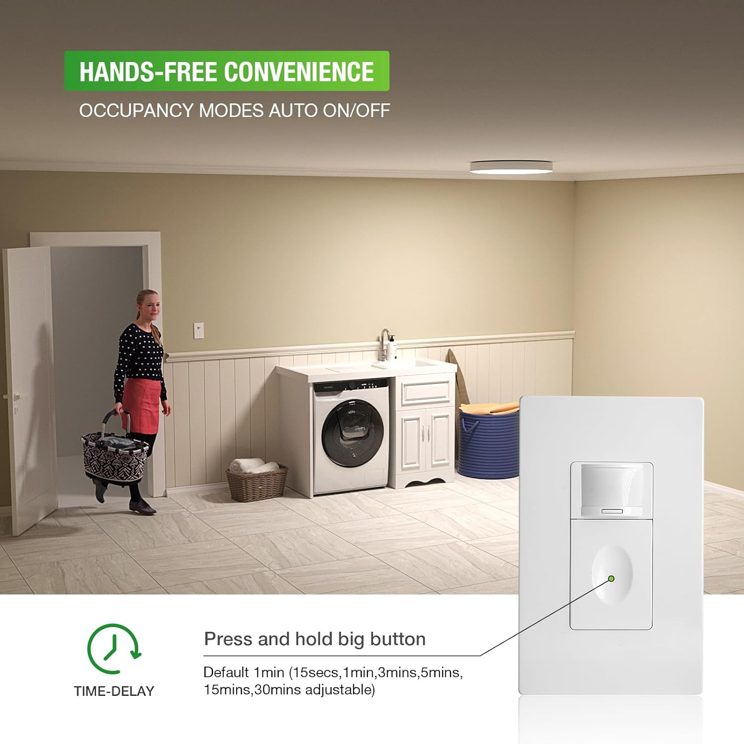 RAYZEEK Motion Sensor Light Switch, No Neutral Wire Required, No Ground Wire Nee