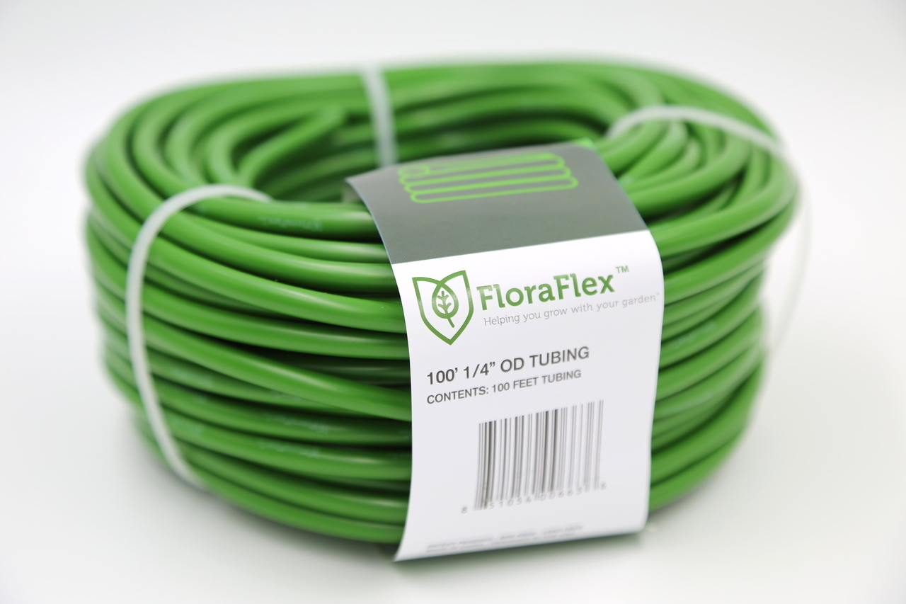 FloraFlex 100ft 1/4" OD TUBING, 3/16" ID GREEN Drip Tube SAVE $$ W/ BAY HYDRO $$