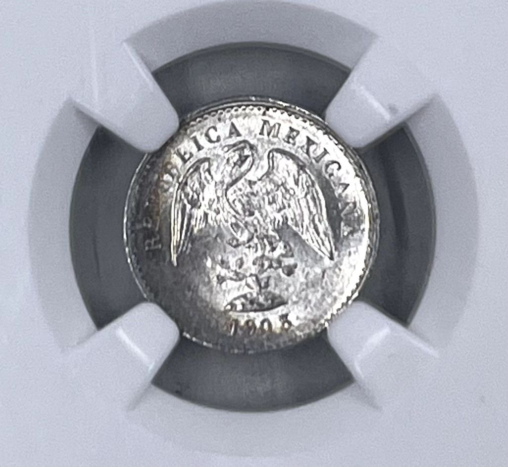 1903 MO M Mexico 5C NGC MS 64 Crescent Toned