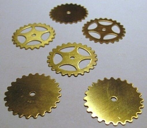 MIXED Lot 12 BRASS Watch GEARS~ 25mm/1" ~ SteamPunk ~ 6 Solid + 6 Open USA-Made