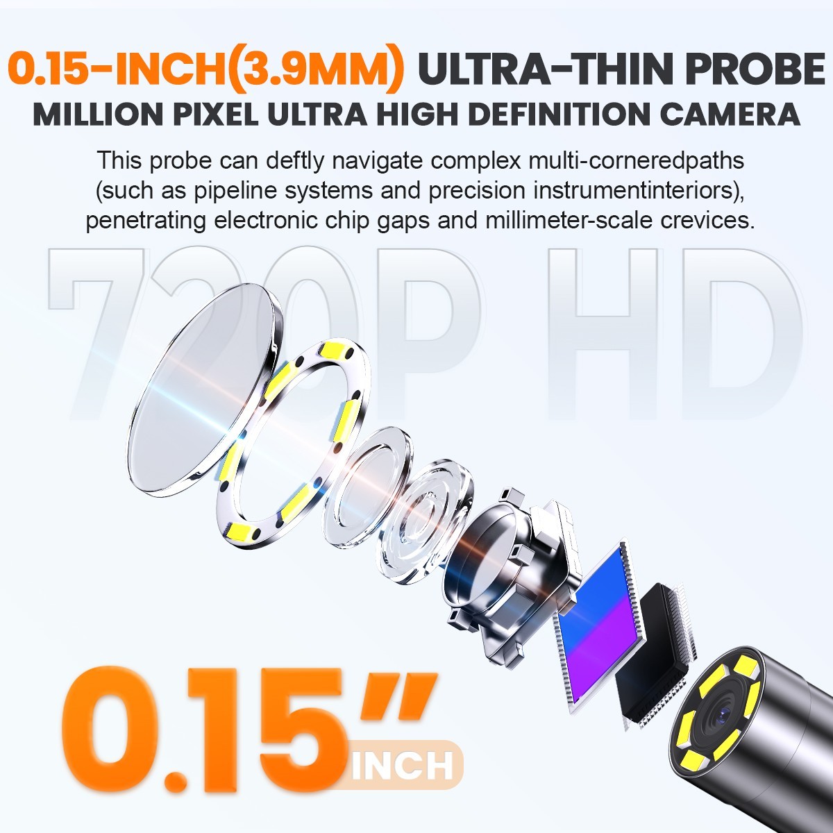 6 Leds Two-Way Articulating Borescope Camera Endoscope Inspection Camera 3.9MM