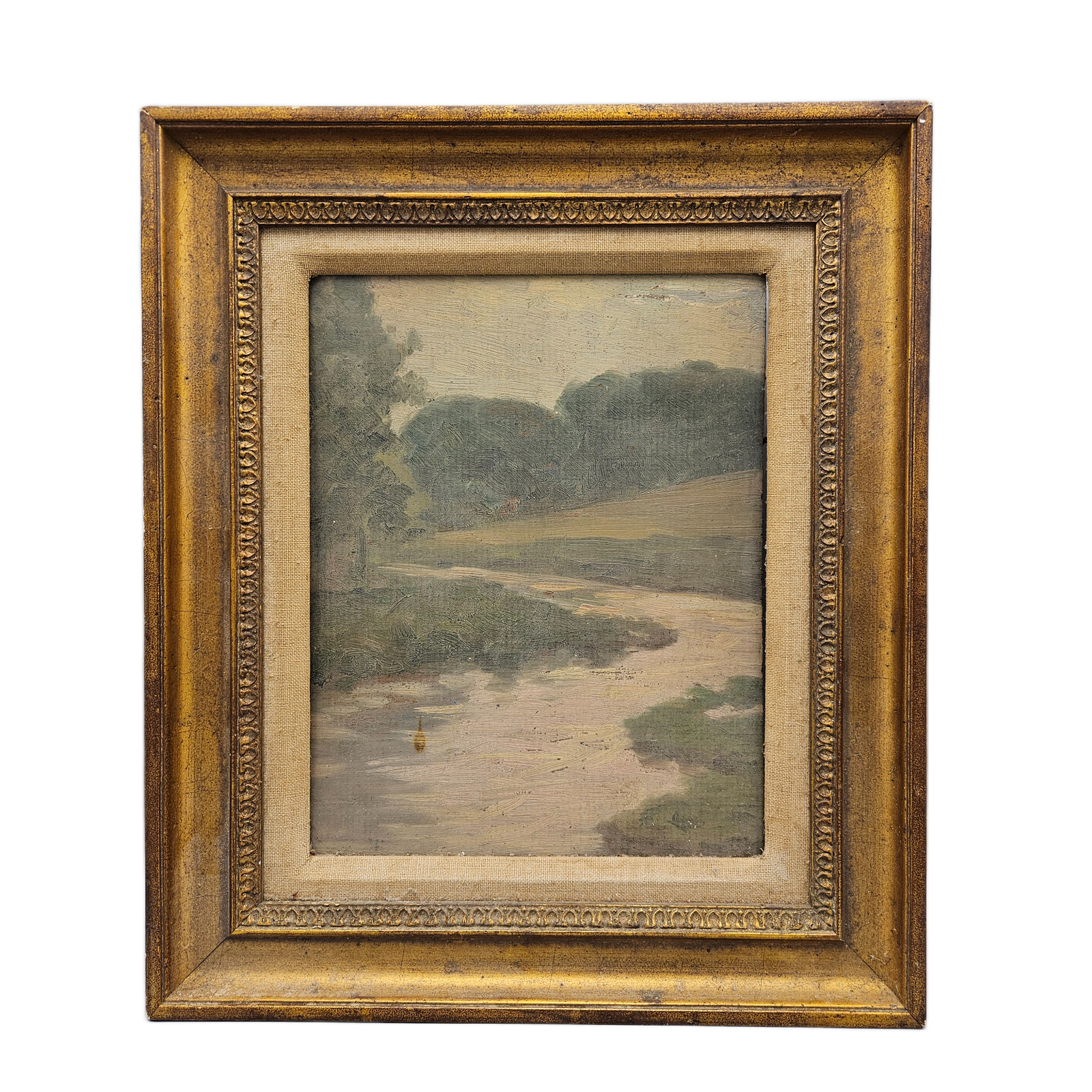 Nicola D'Ascenzo (1871-1954) "Country Road" Oil on Canvas Painting