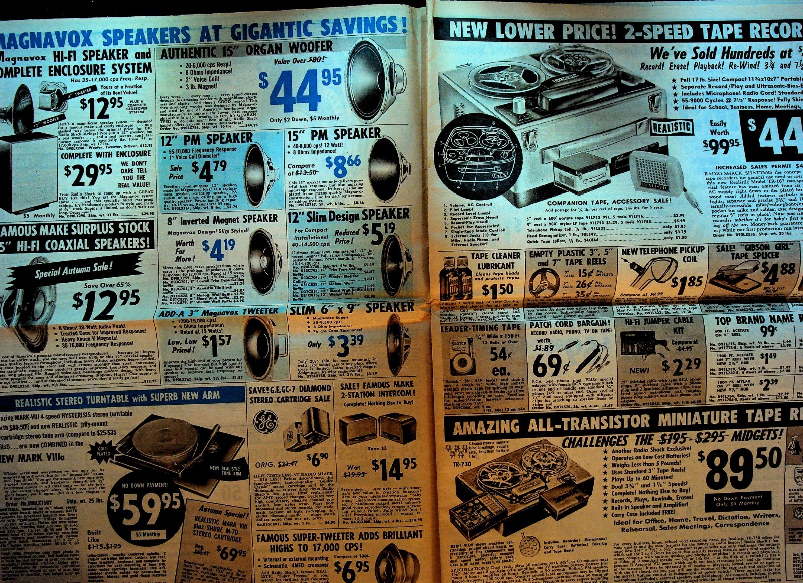 Radio Shack Fall 1960 Catalog Circular Stereo Preamp Speaker Camera Transistor
