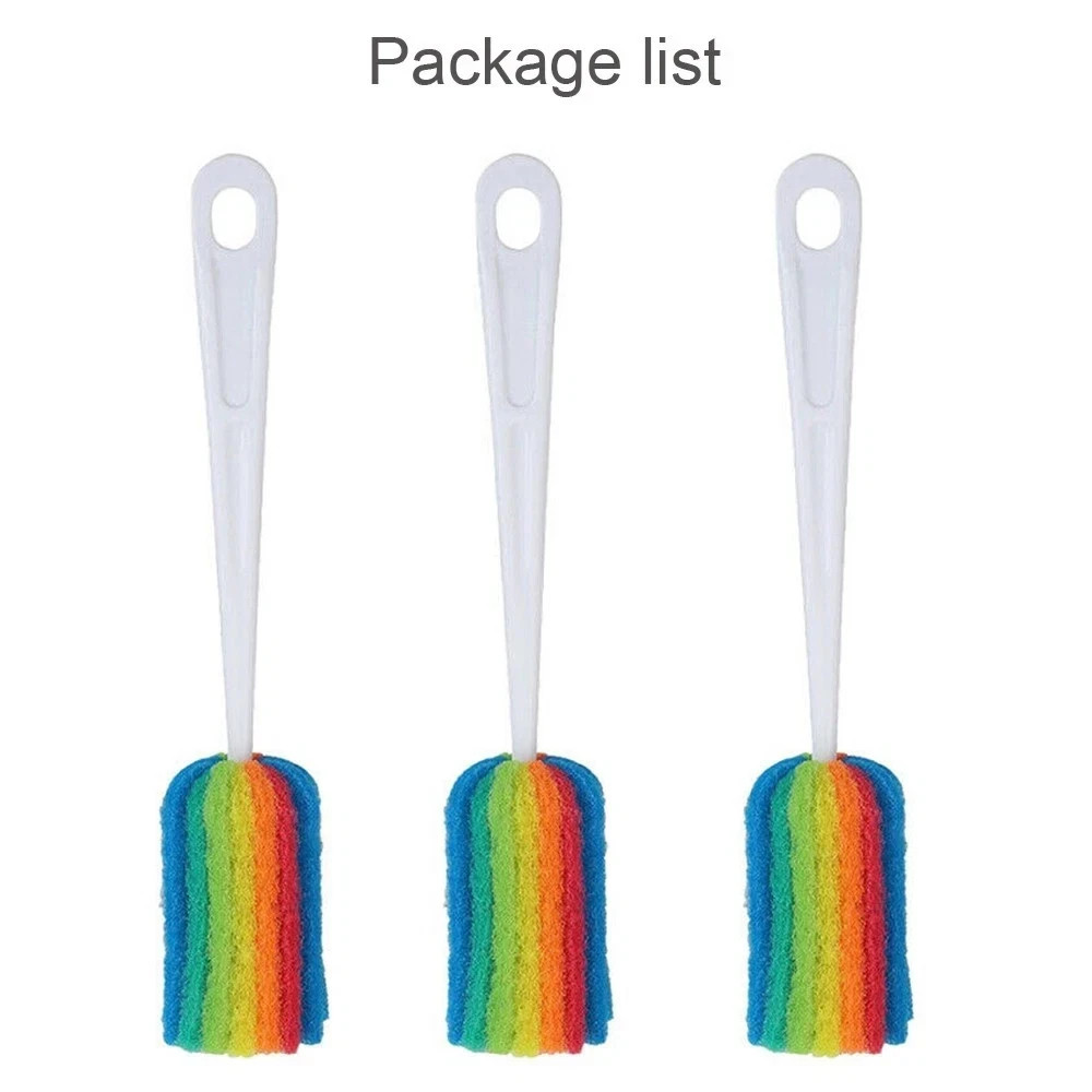 3PCS Cleaning Brush Bottle Scrubbers Sponge Cleaner for Coffee Glasses Washing