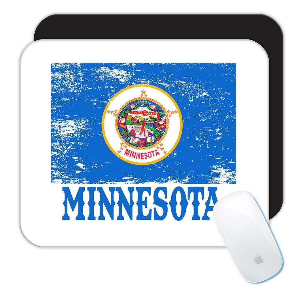 Gift Mousepad : Minnesota Flag Distressed Souvenir State USA Christmas Coworker