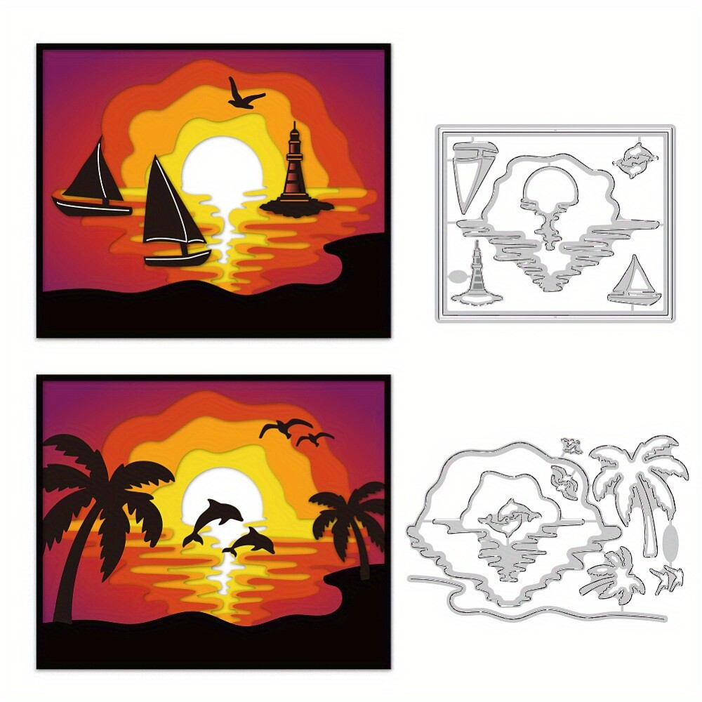 1set Sunset Theme Carbon Steel Cutting Dies Stencil for Scrapbooking Photo Album