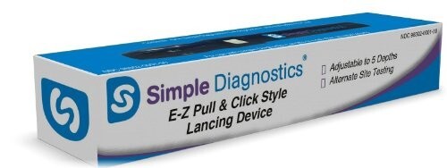 SIMPLE DIAGNOSTICS Adjustable Lancing Device - 5 Settings - Fits Most Lancets