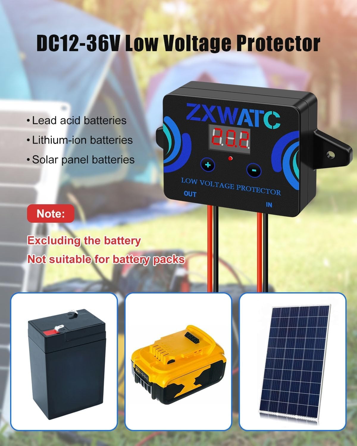 DC12-36V Low Voltage Protector, Digital Disconnect Switch, Over-Discharge Cutoff