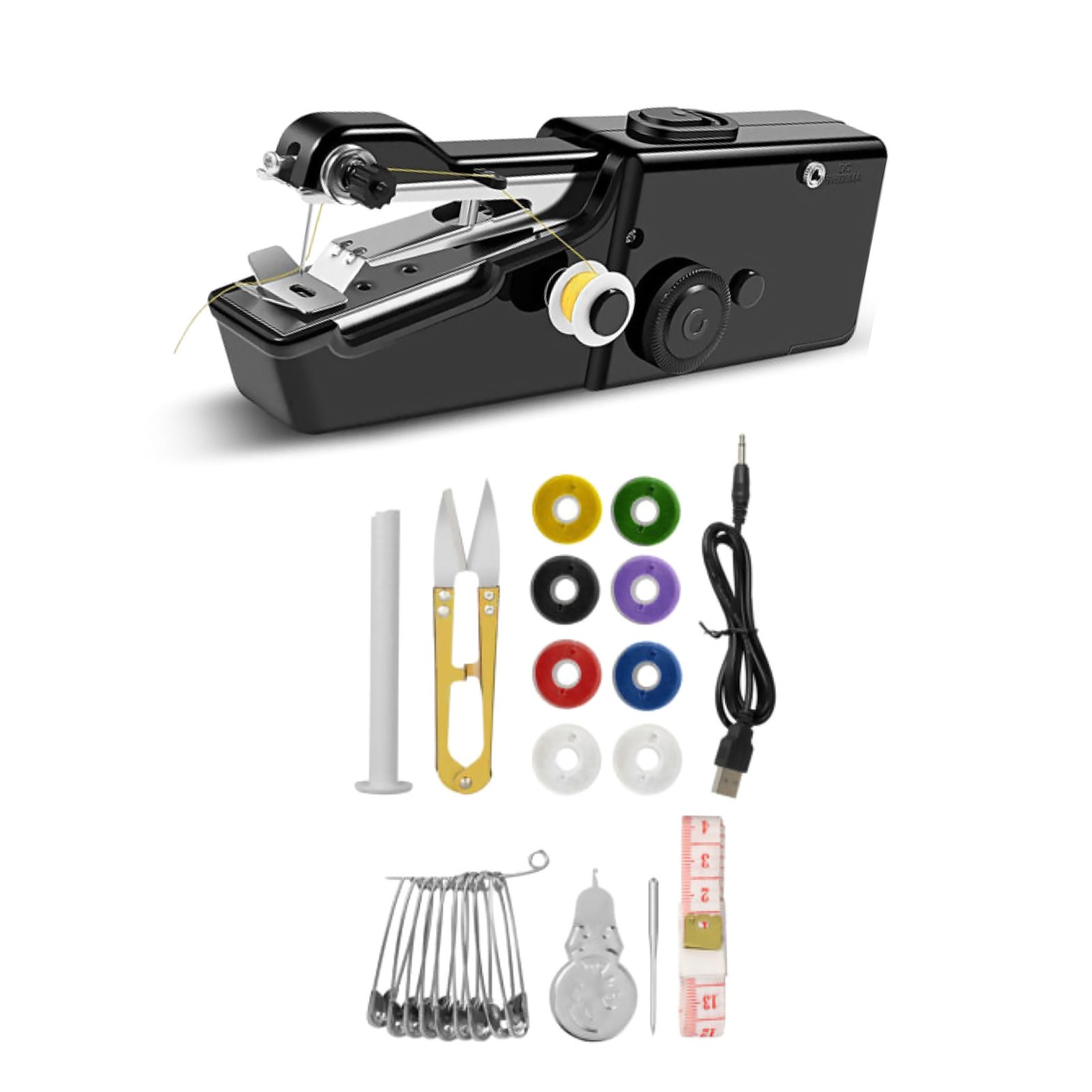 Handheld Mini Sewing Machine Stitch Electric Compact Tool w/ Accessories Kit