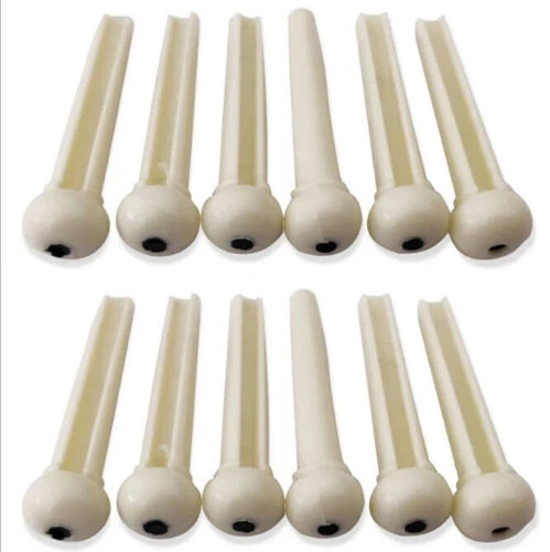 12 Pack Ivory Acoustic Guitar Bridge Pins Plastic String End Peg Fastener Holder