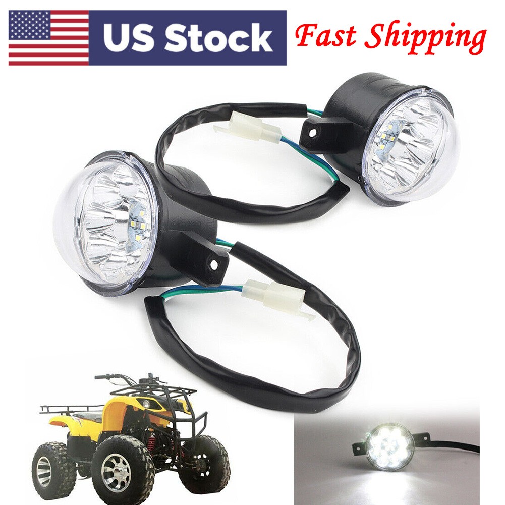 2X LED 3 wire Front Headlight For ATV Quad 110 125CC Taotao Coolster Gokart