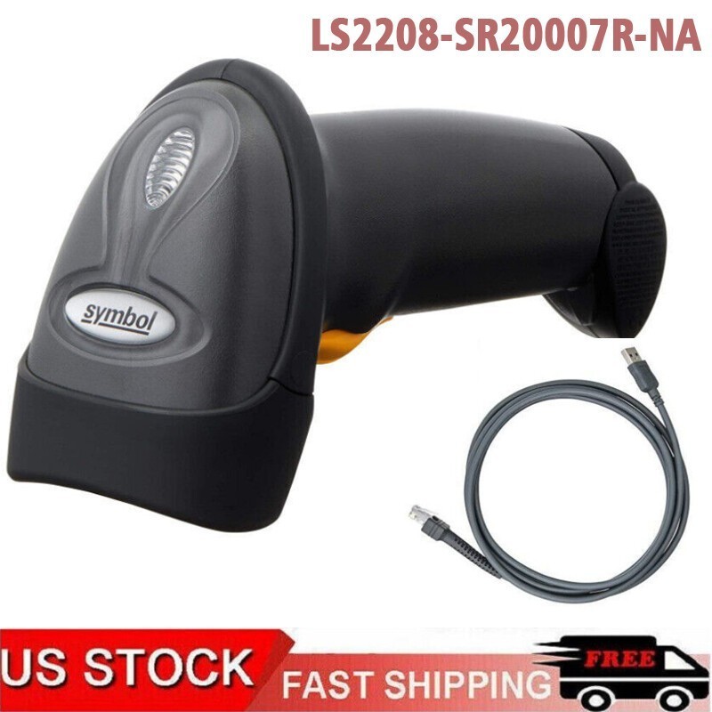 Symbol Zebra LS2208-SR20007R-NA Handheld USB Laser Barcode Scanner w/Stand+Cable