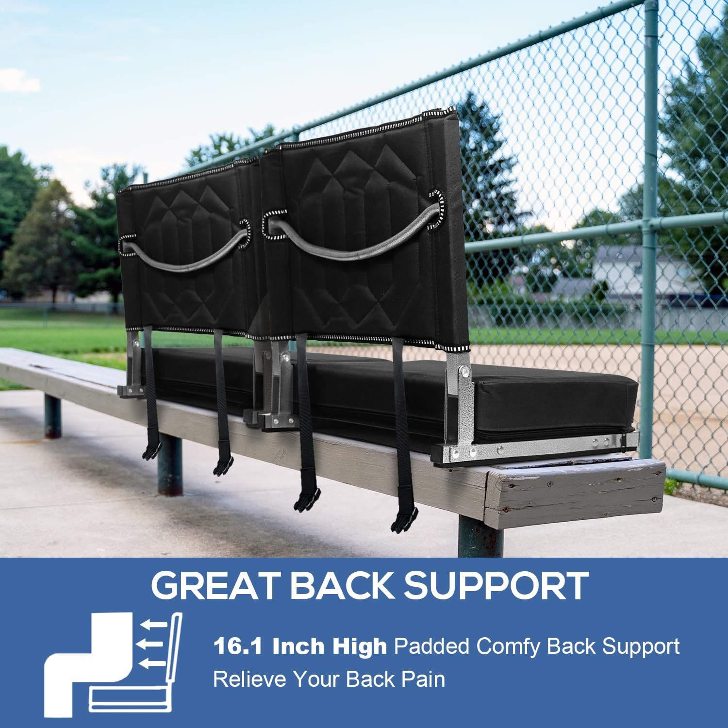 Stadium Seats with Back Support - Padded Bleacher Chair Cushion with Backrest...