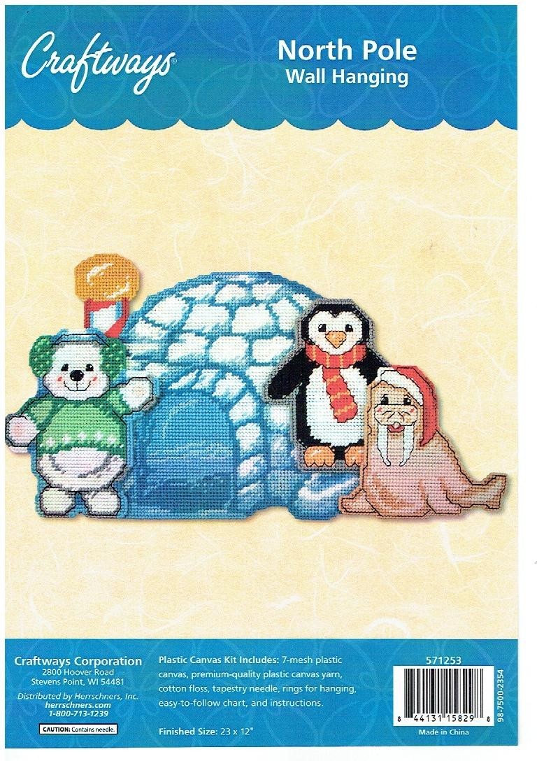 NORTH POLE WALL HANGING 7ct  plastic canvas PATTERN  (#TF0425)
