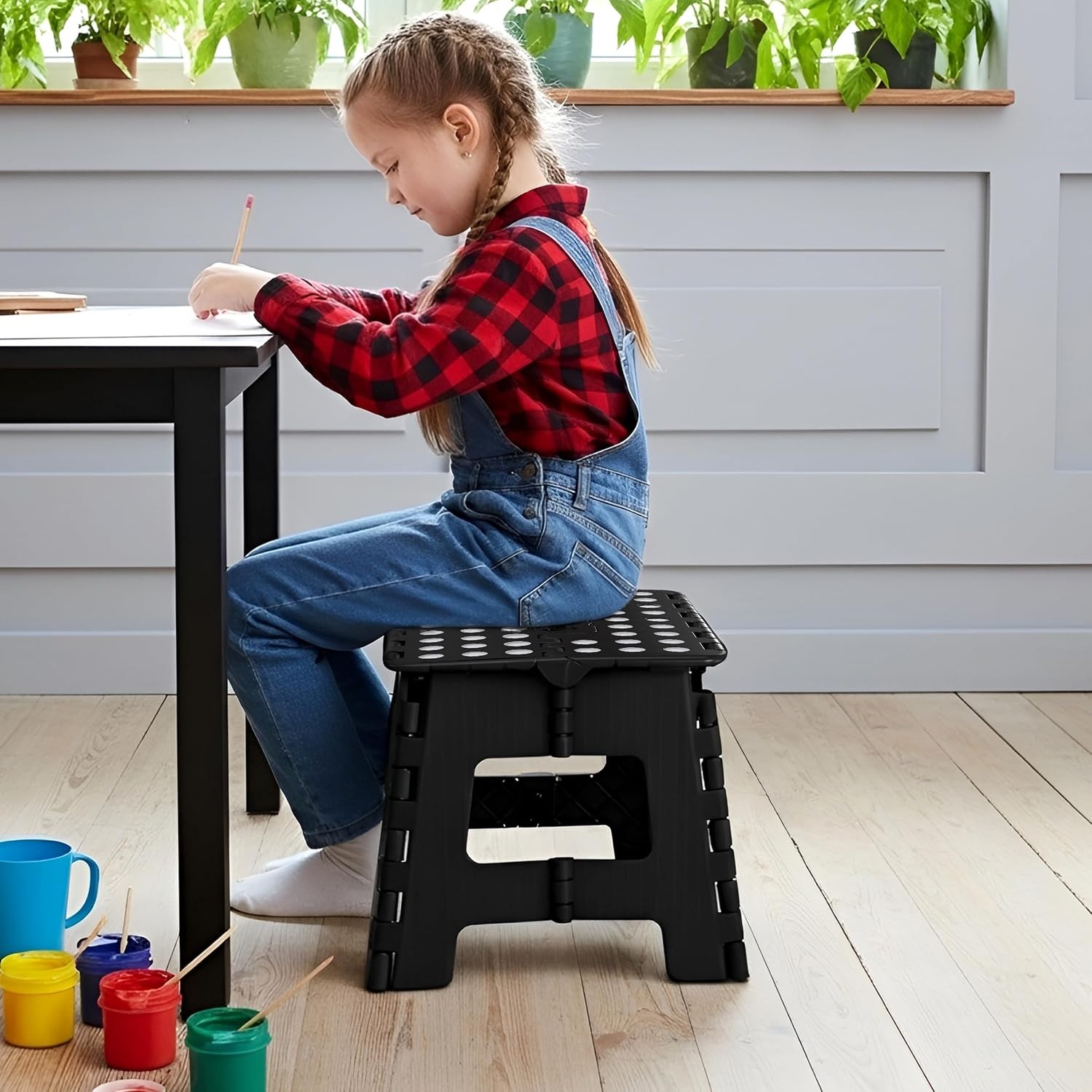 Folding Step Stool 9 Inch Anti-Slip Black 1-Pack Foldable step stool
